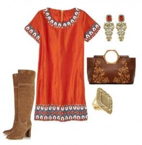 What shoes and jewelry to wear with burnt orange dress